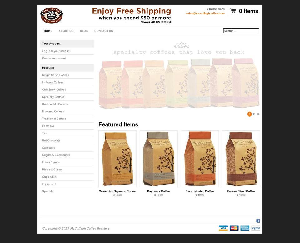 mccullaghcoffee.com shopify website screenshot