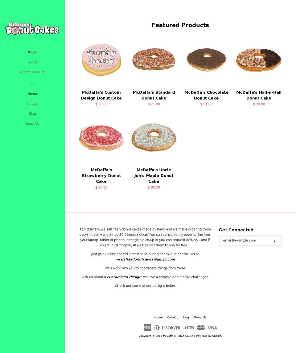 Zapiet Shopify theme site example mcdaffasdonutcakes.com