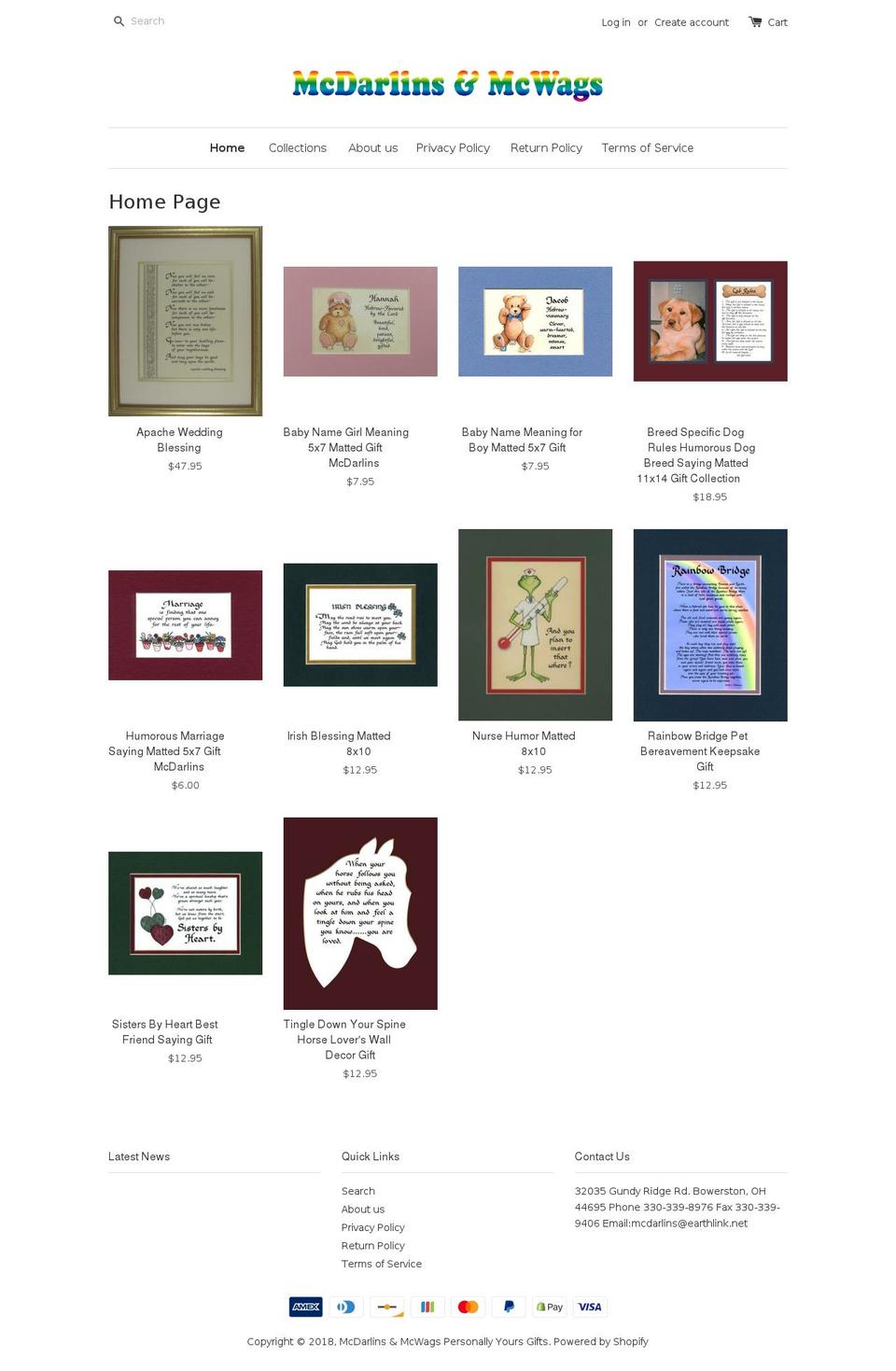 mcdarlinsmcwagspersonallyyoursgifts.com shopify website screenshot