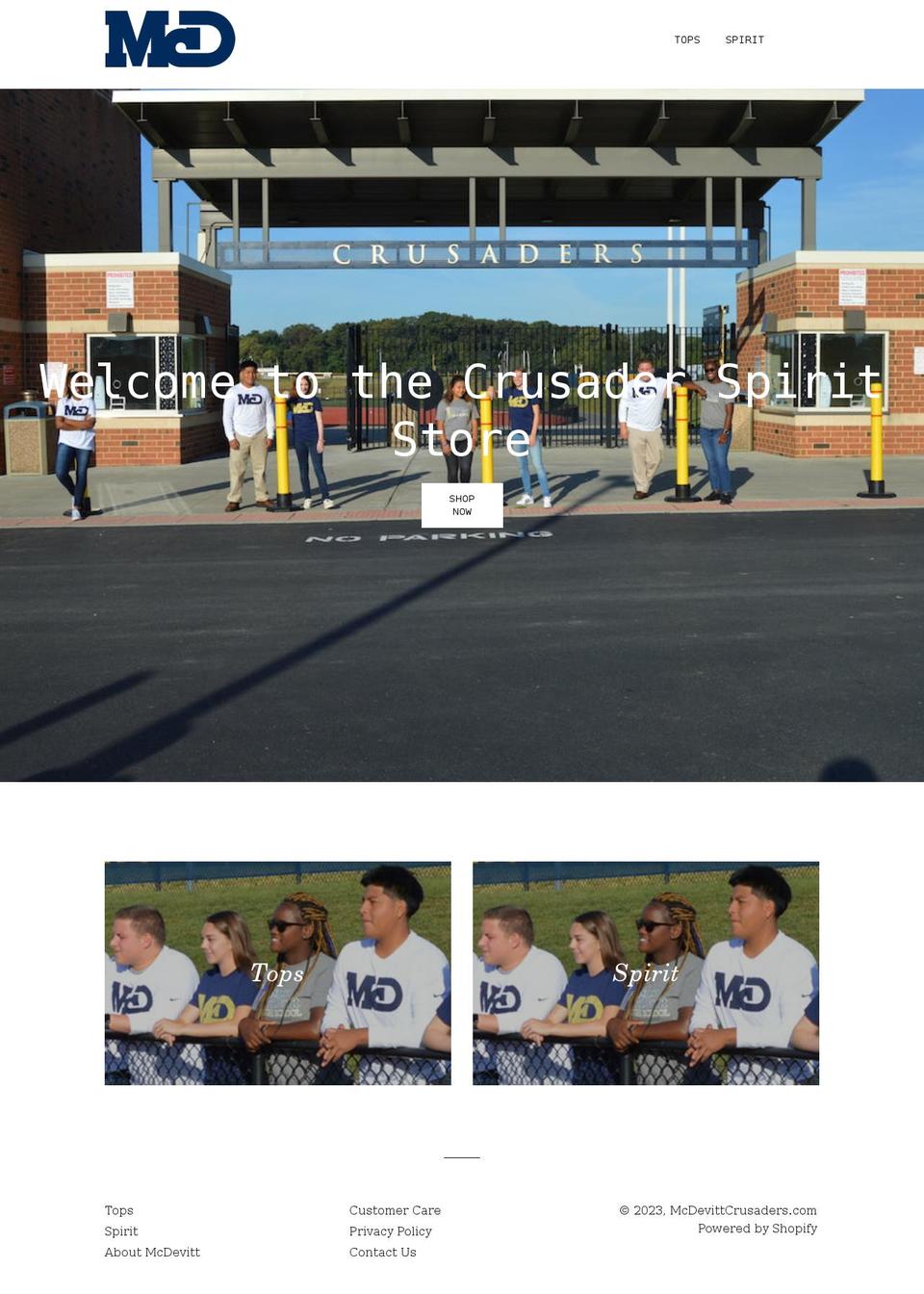 mcdevittcrusaders.com shopify website screenshot