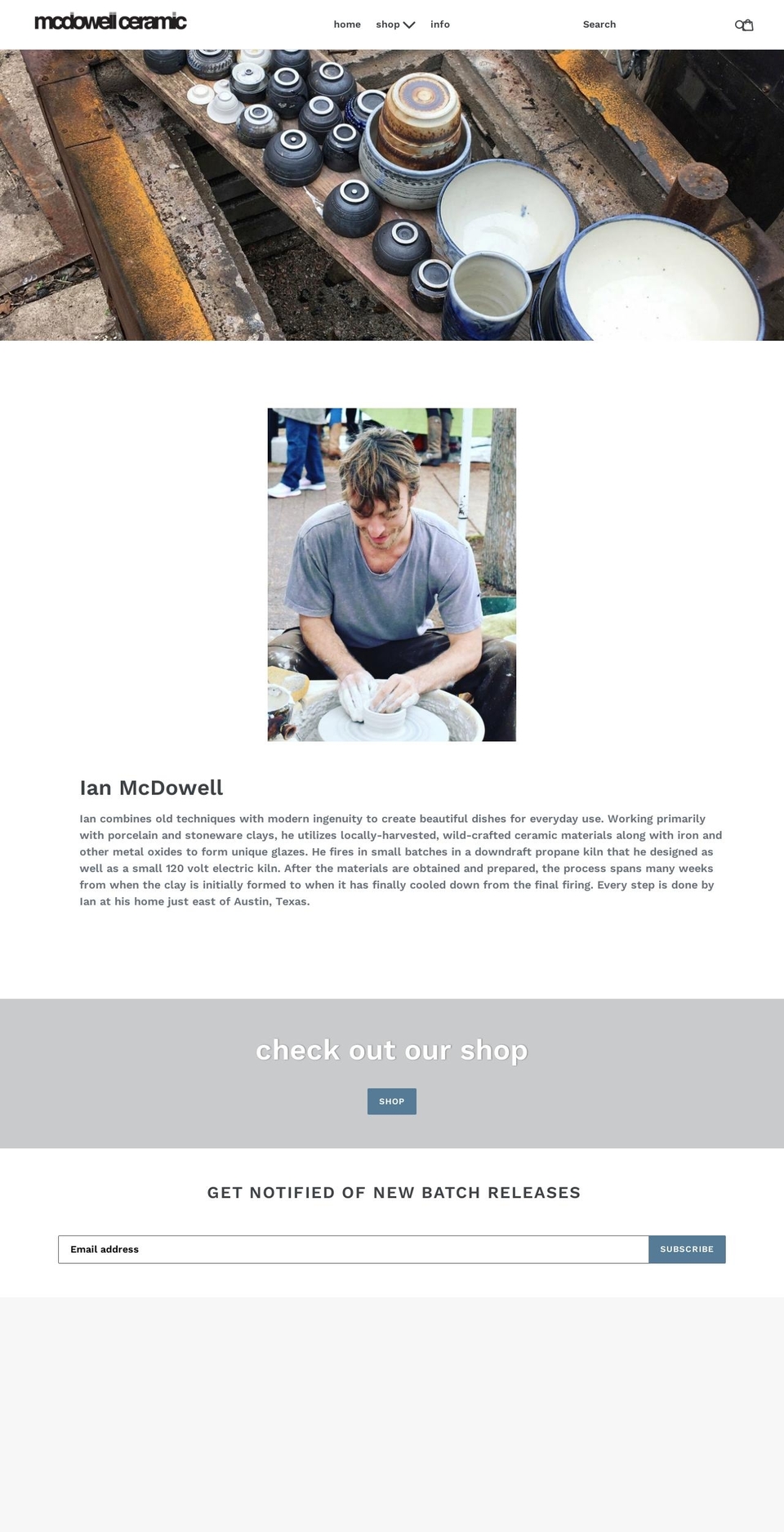 mcdowellceramic.com — Shopify storefront screenshot