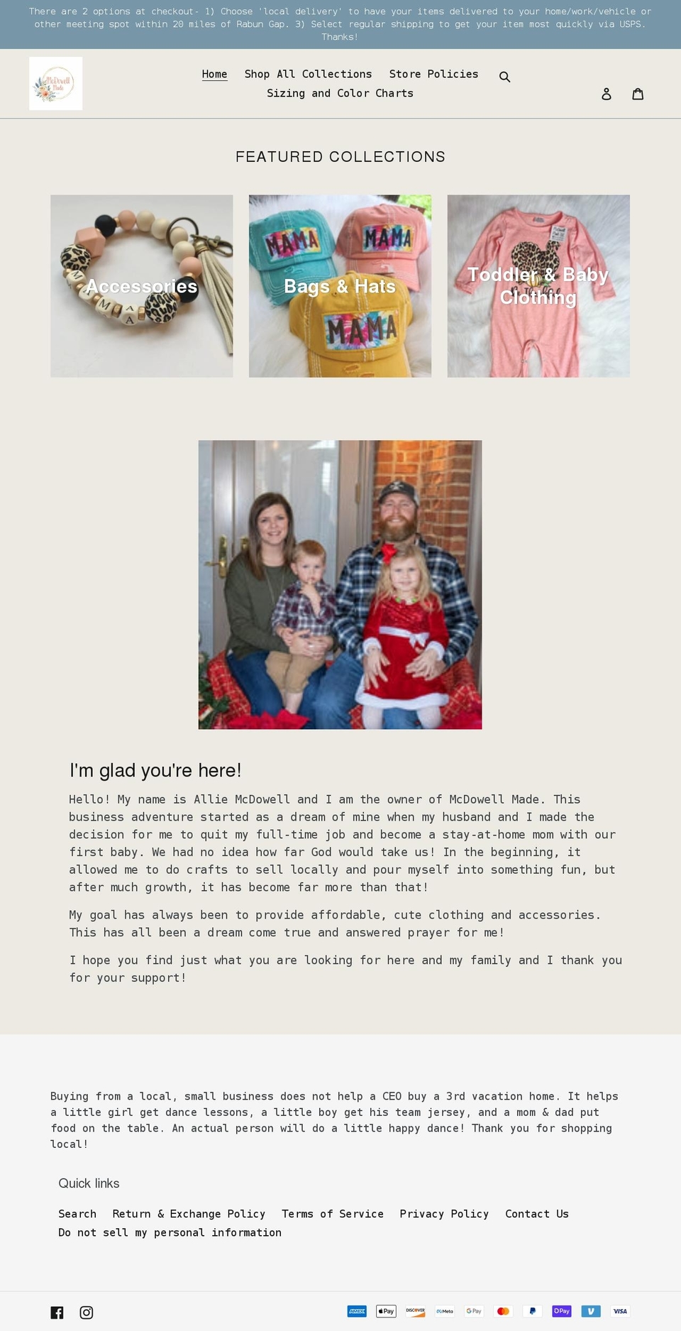 mcdowellmade.com shopify website screenshot