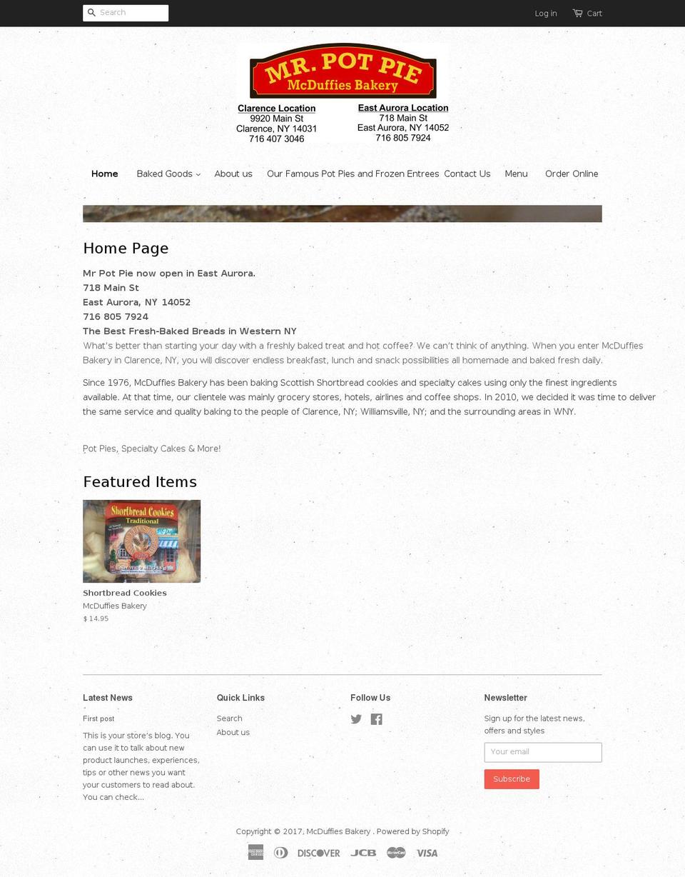 mcduffies.com shopify website screenshot