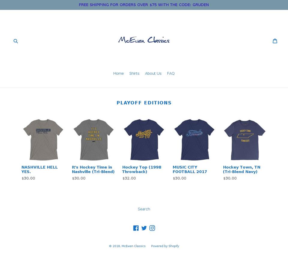 mcewenclassics.com — Shopify storefront screenshot