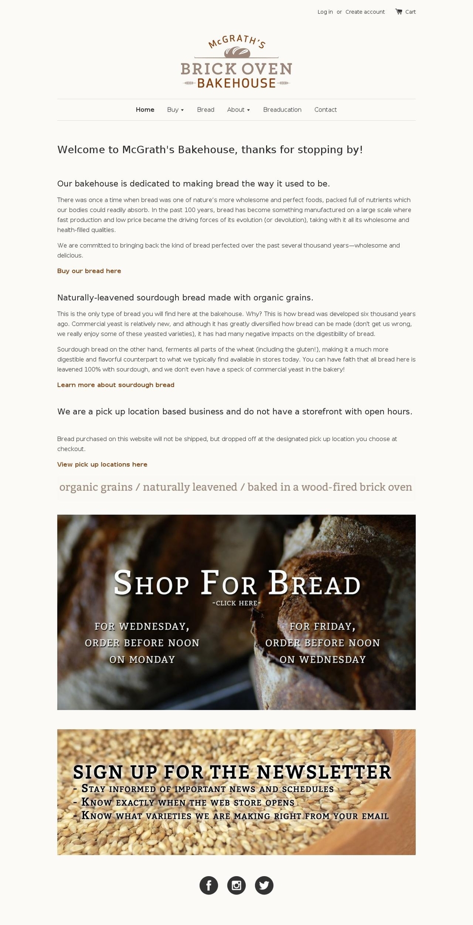 mcgrathsbakehouse.com shopify website screenshot