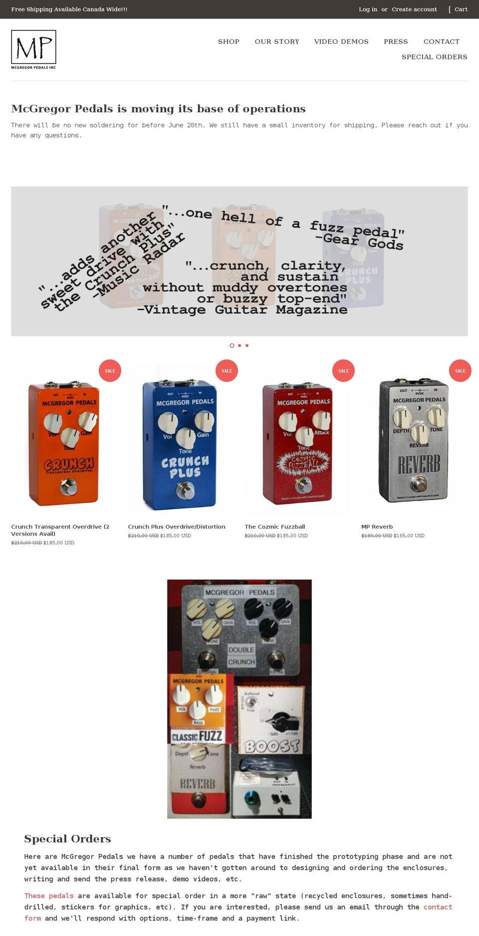 mcgregorpedals.com shopify website screenshot