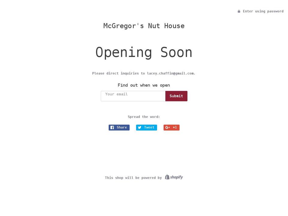 mcgregorsnuthouse.com shopify website screenshot