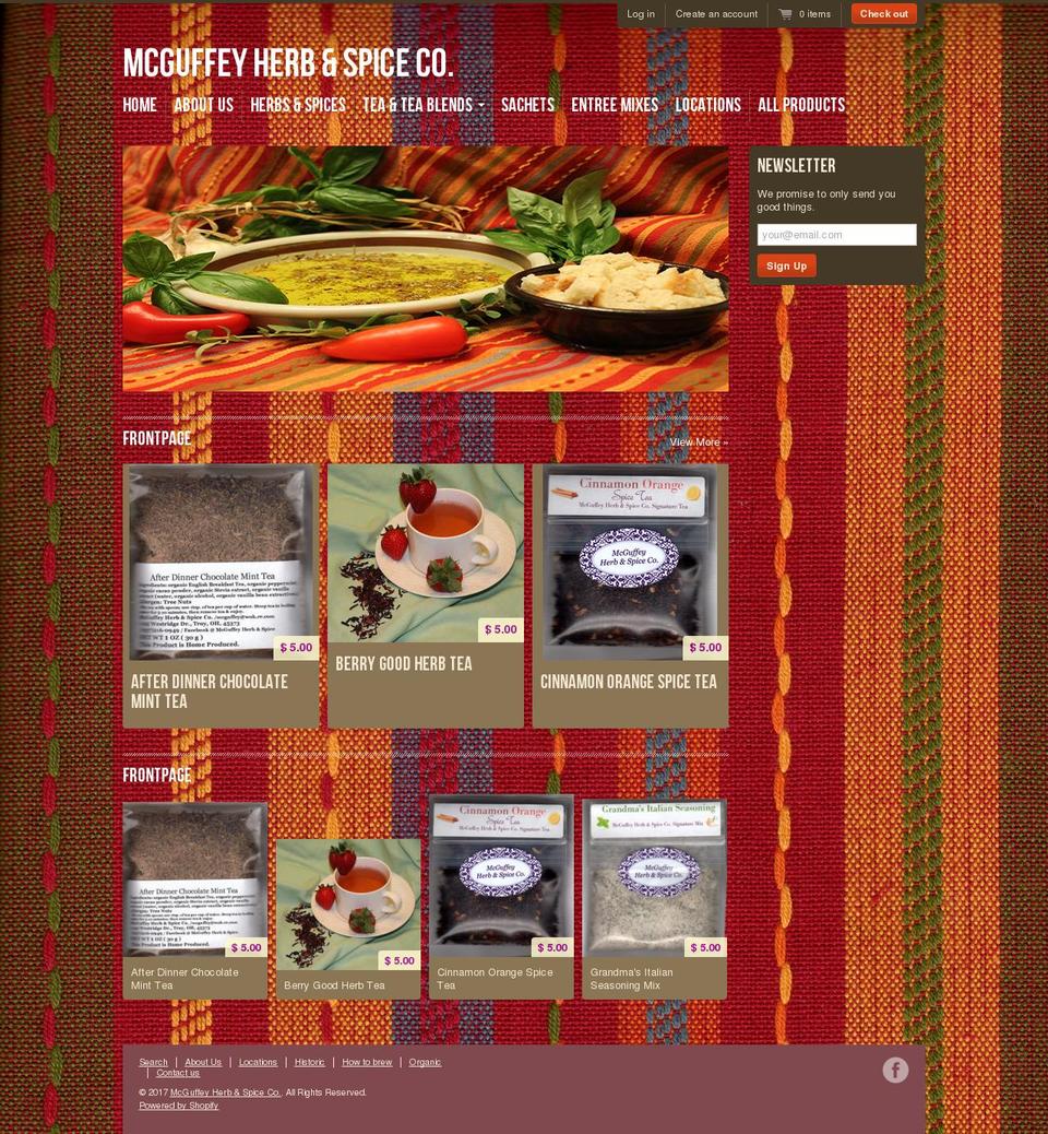 mcguffeyherbandspice.com shopify website screenshot