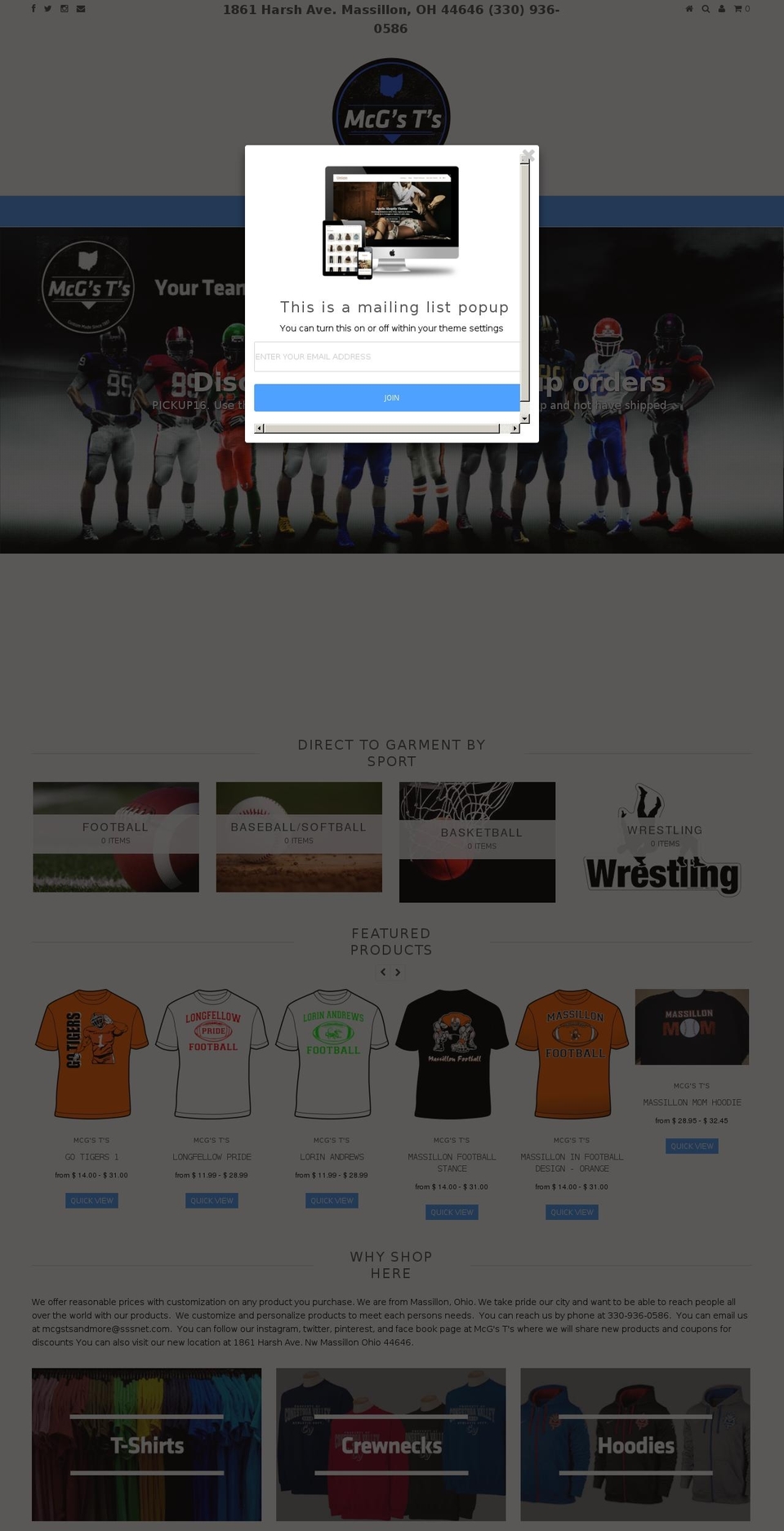 mcgwear.net shopify website screenshot