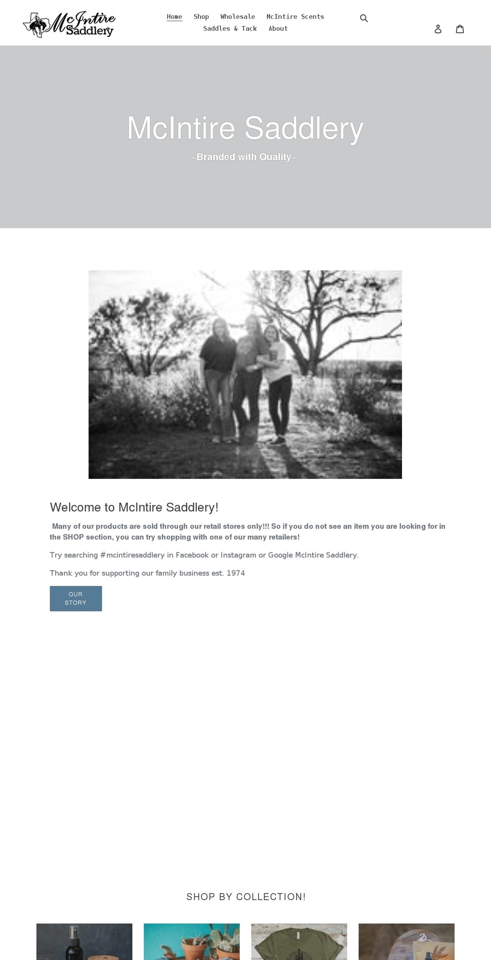 mcintiresaddlery.com shopify website screenshot
