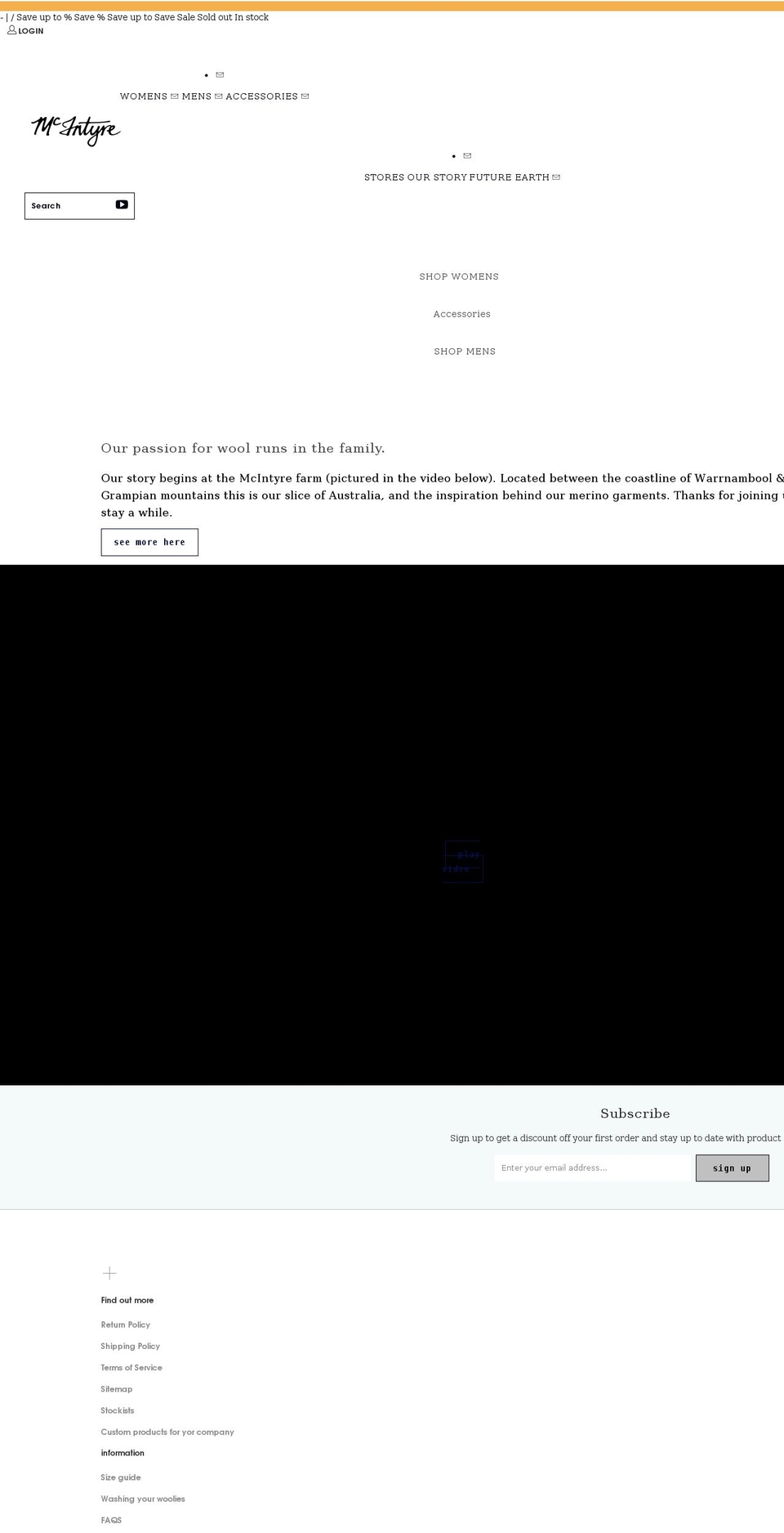 mcintyreaustralia.com — Shopify storefront screenshot