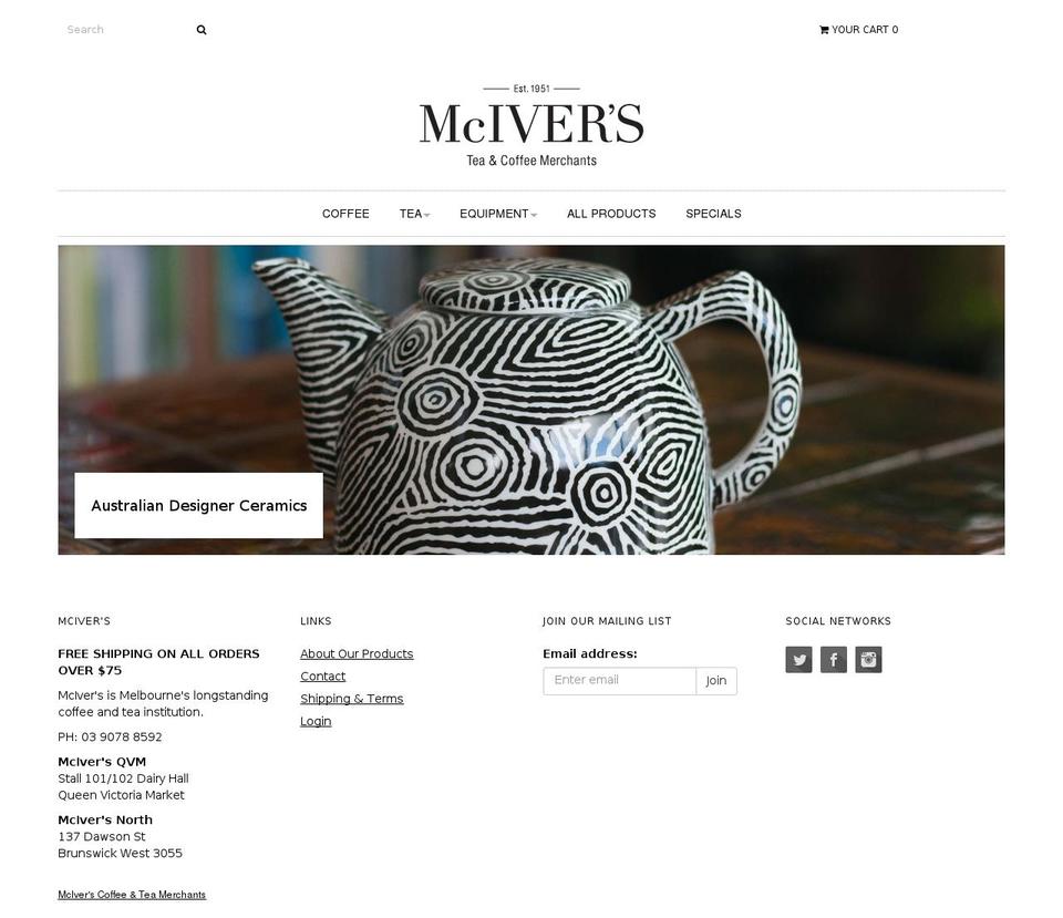 mcivers.melbourne shopify website screenshot