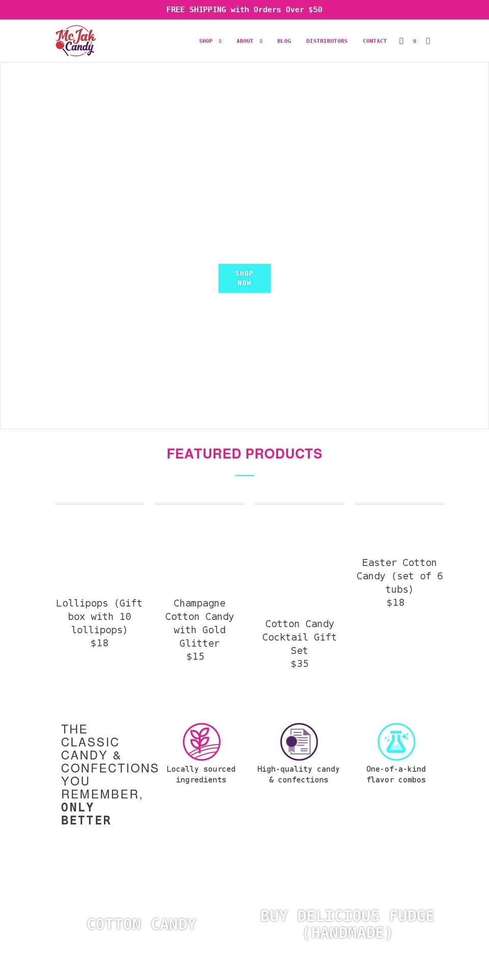 mcjakcandy.com shopify website screenshot