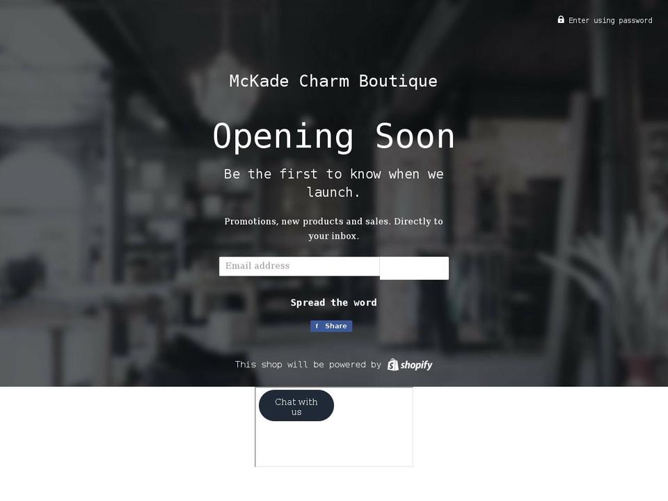 mckadecharm.com shopify website screenshot