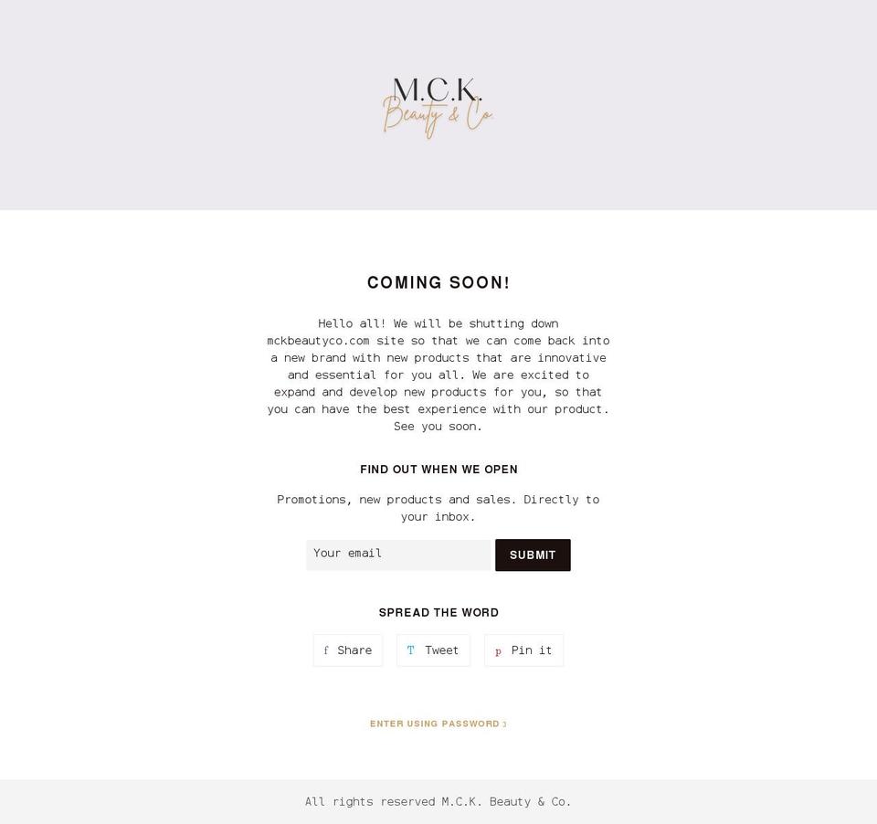 mckbeautyco.com shopify website screenshot