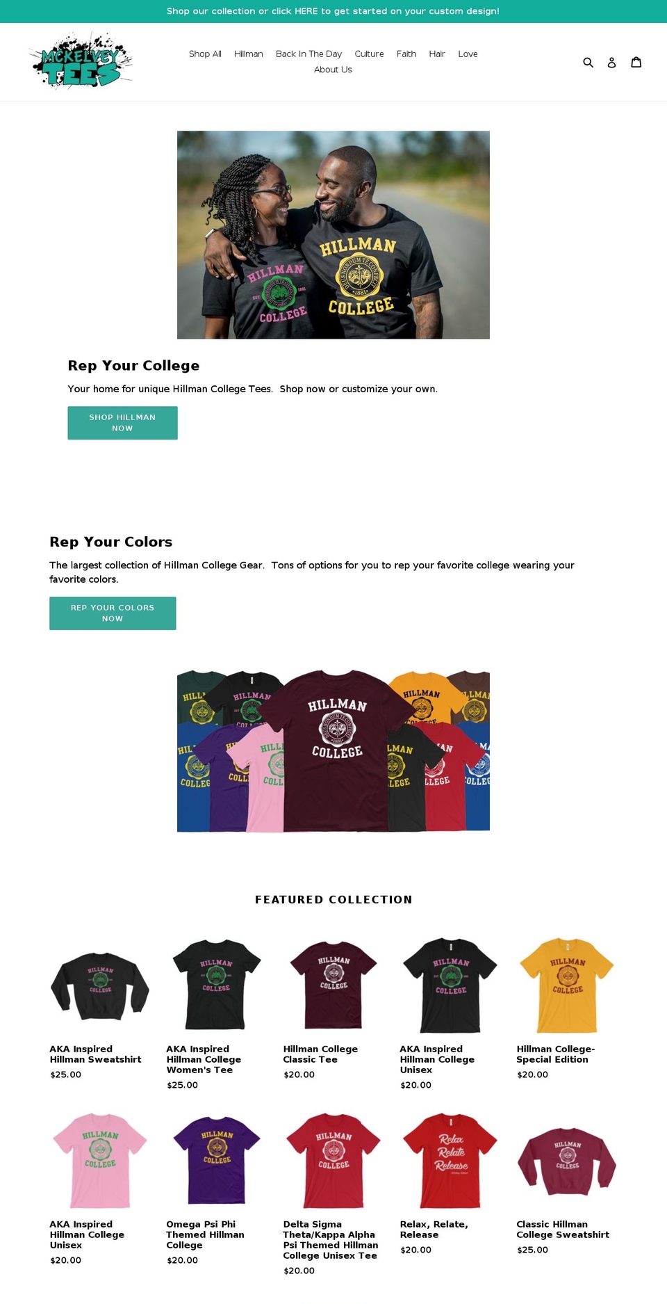 mckelveytees.com — Shopify storefront screenshot