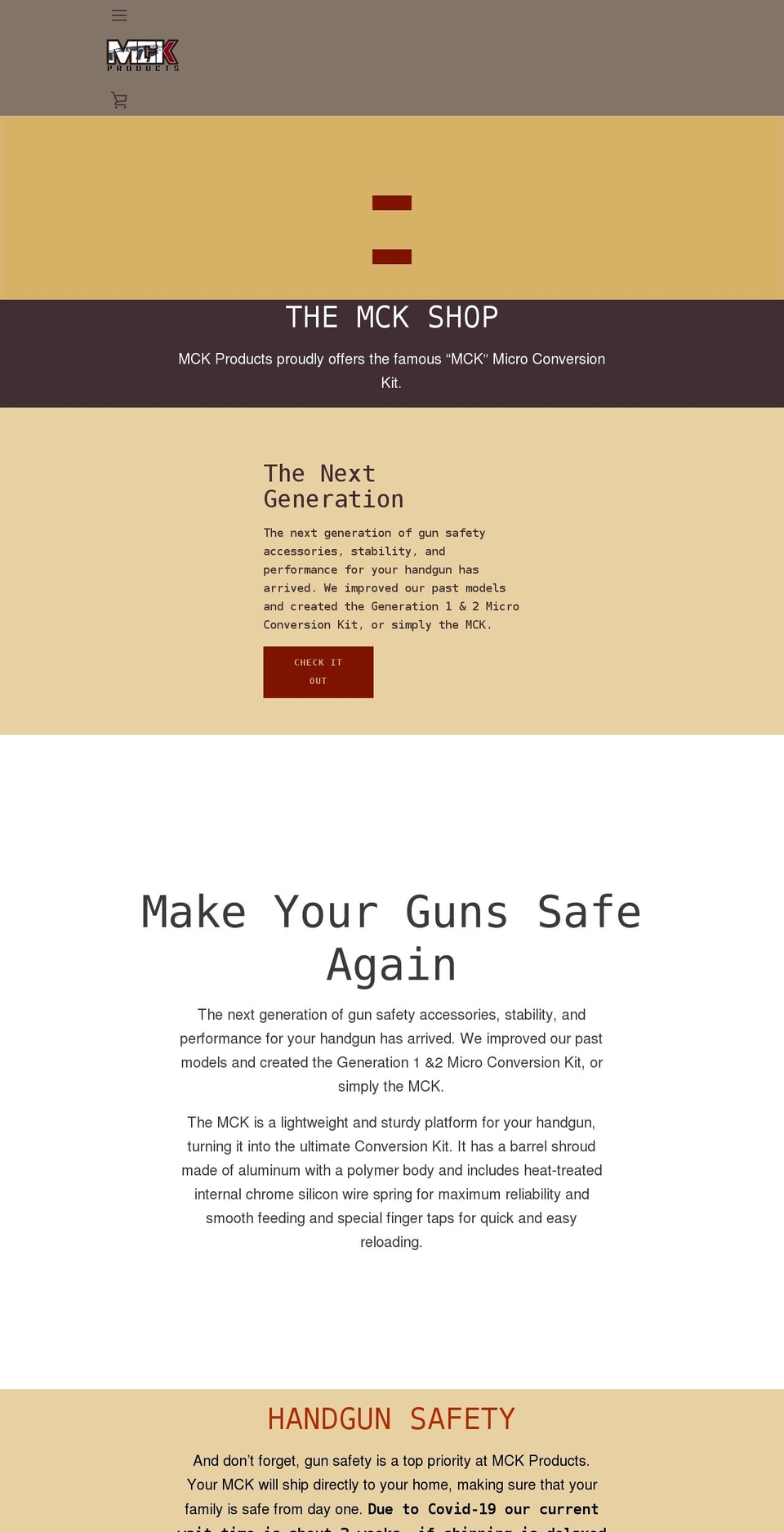 mckproducts.com shopify website screenshot