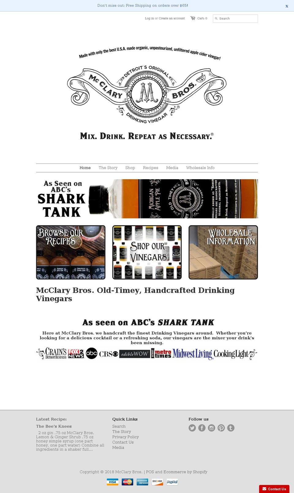 mclarybros.com — Shopify storefront screenshot