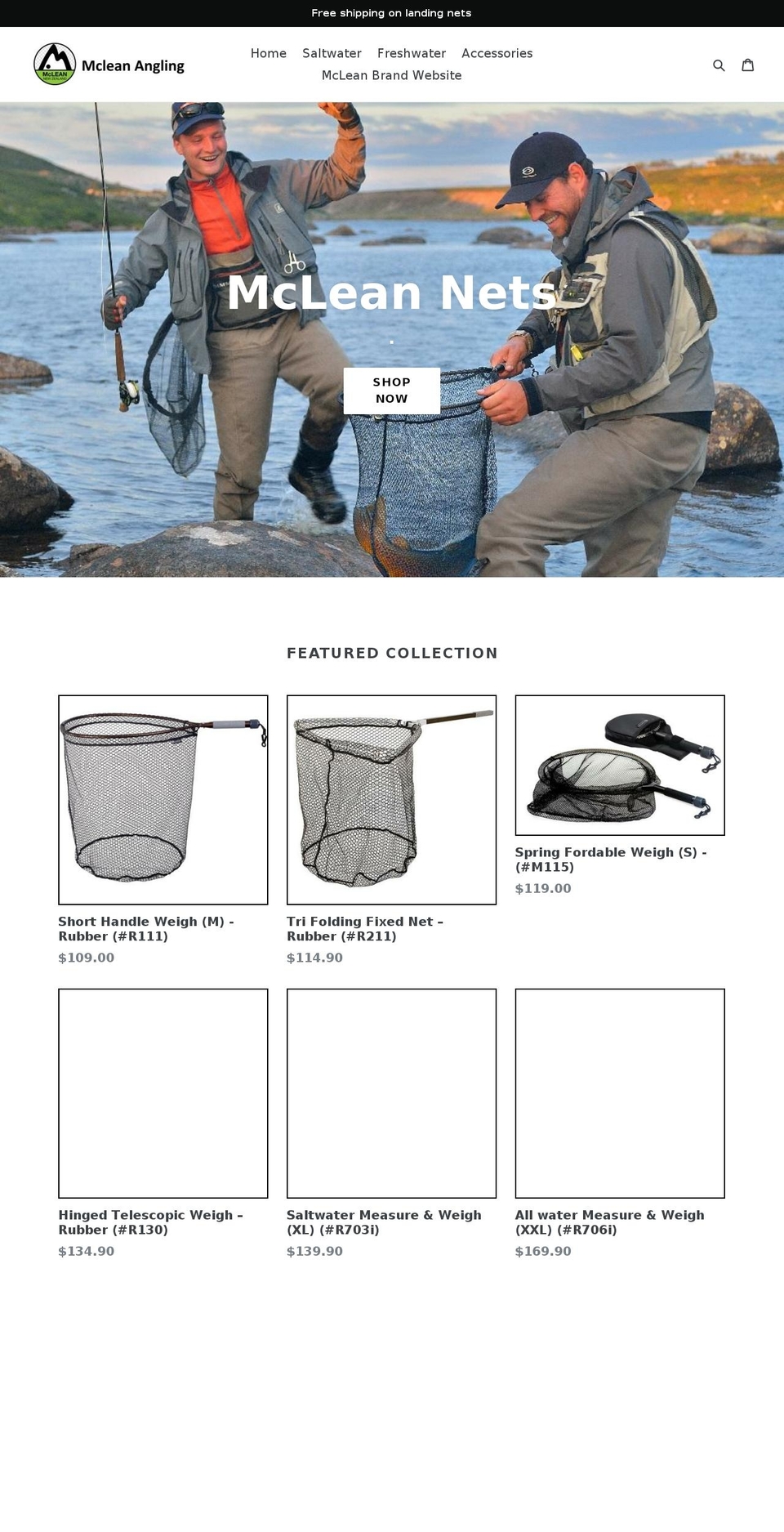 mcleanangling.com shopify website screenshot