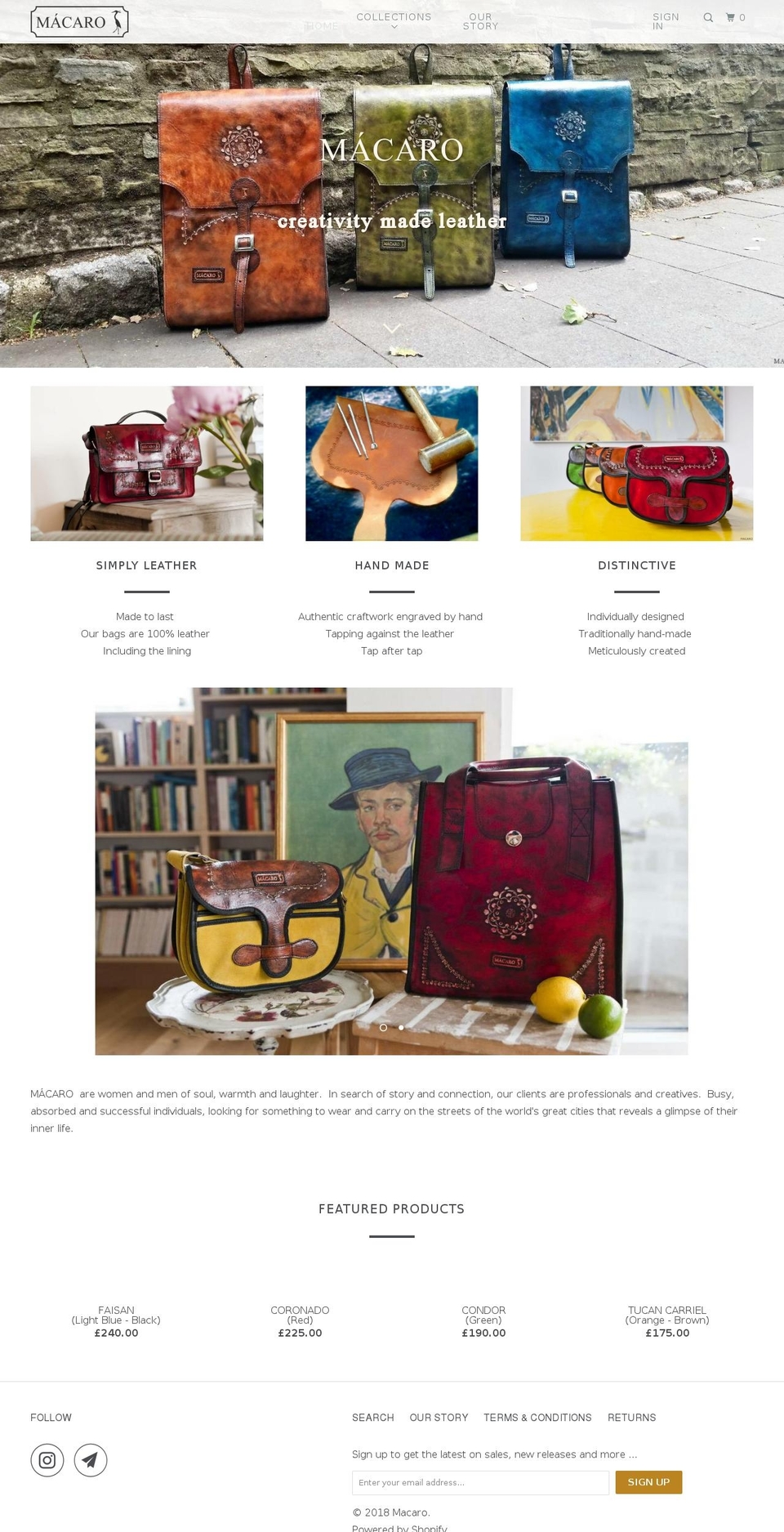 mcmacaro.com — Shopify storefront screenshot