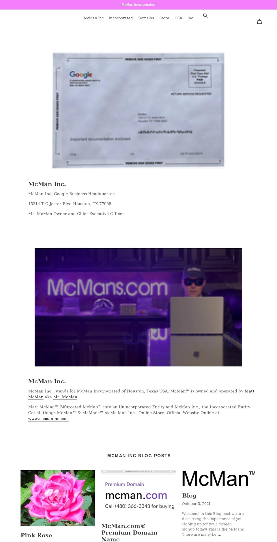mcmaninc.com shopify website screenshot