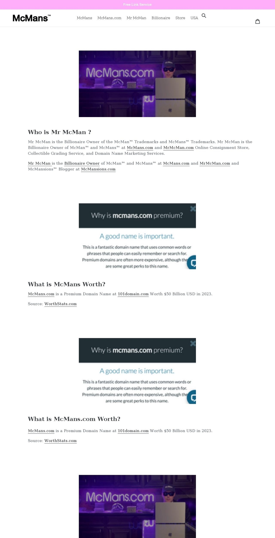 mcmans.com shopify website screenshot