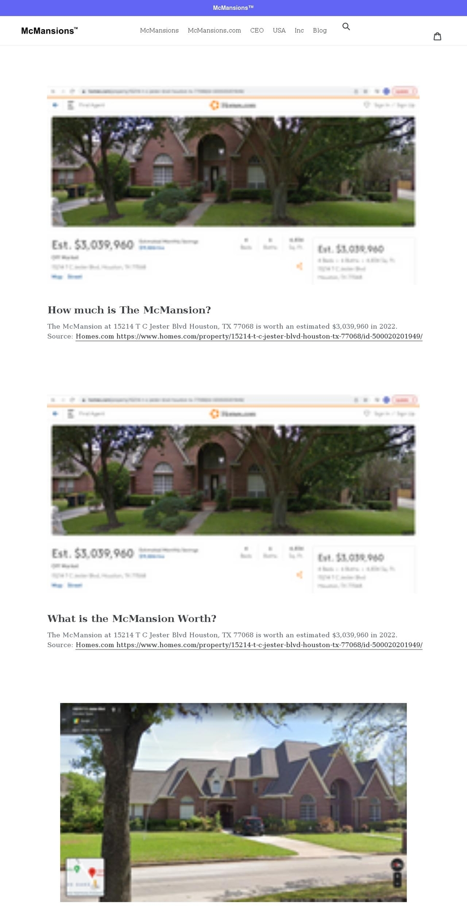 mcmansions.com shopify website screenshot