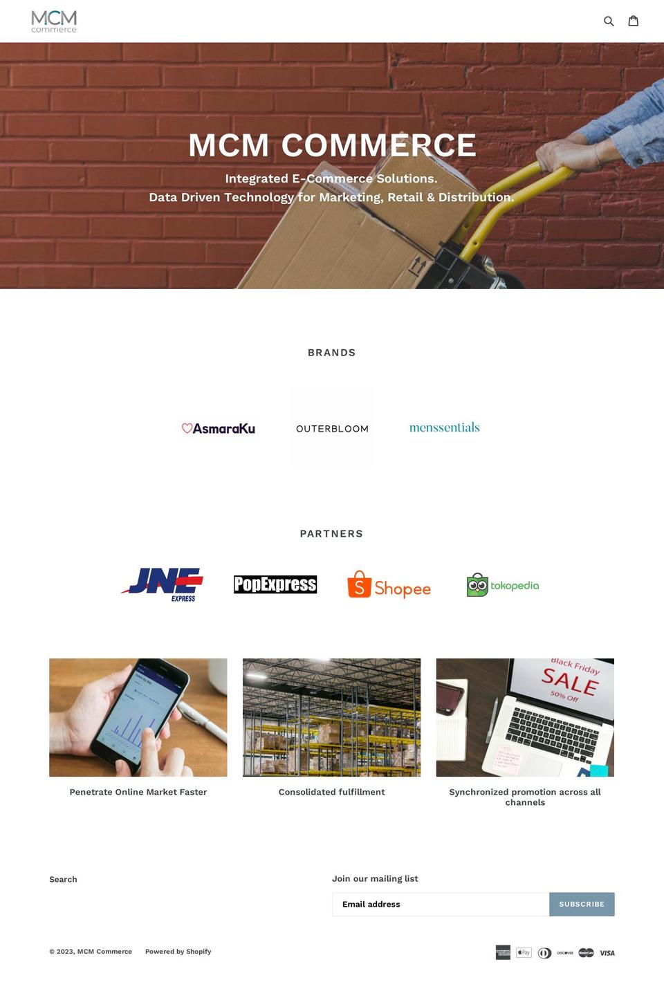mcmcommerce.com shopify website screenshot