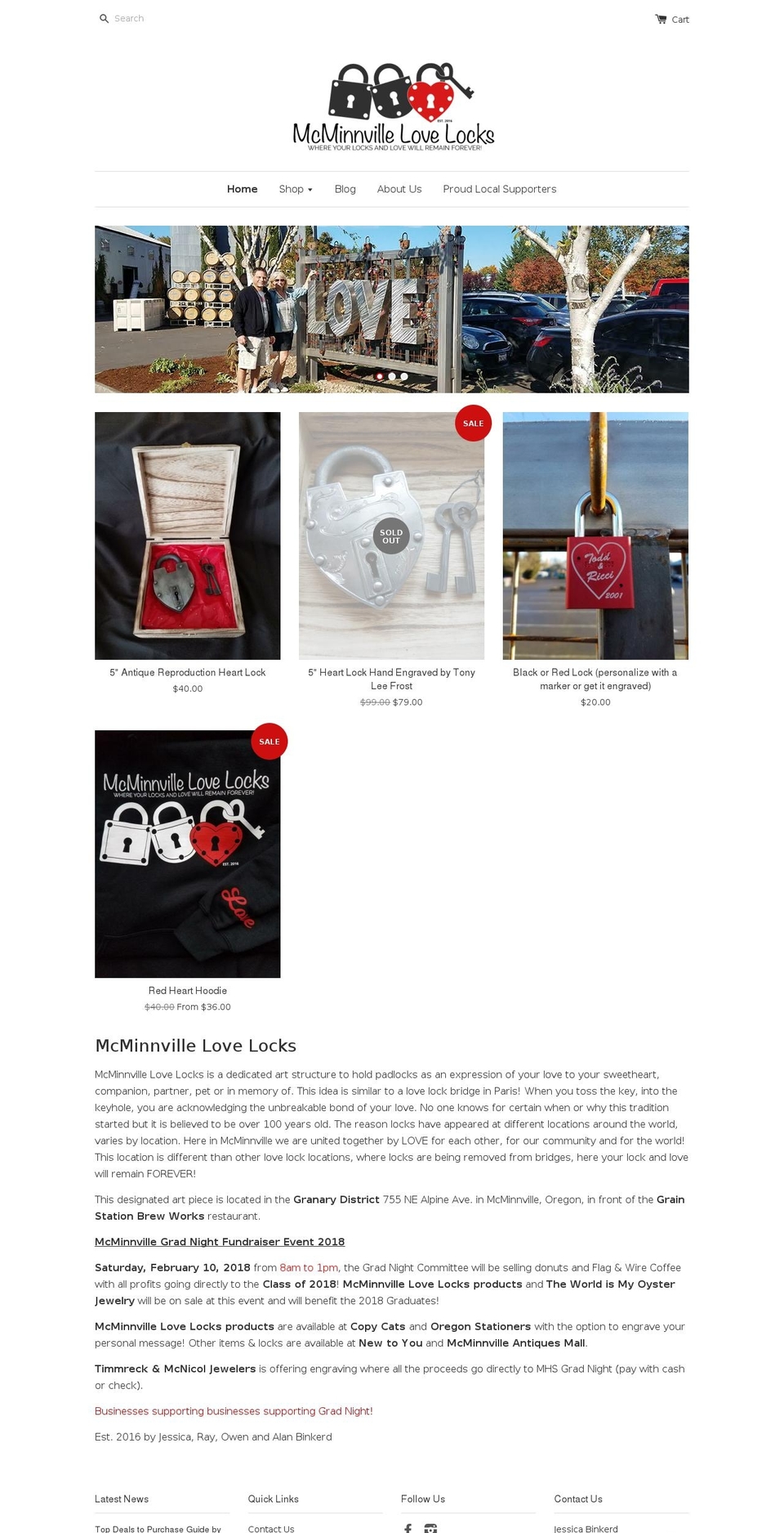 mcminnvillelovelocks.com shopify website screenshot