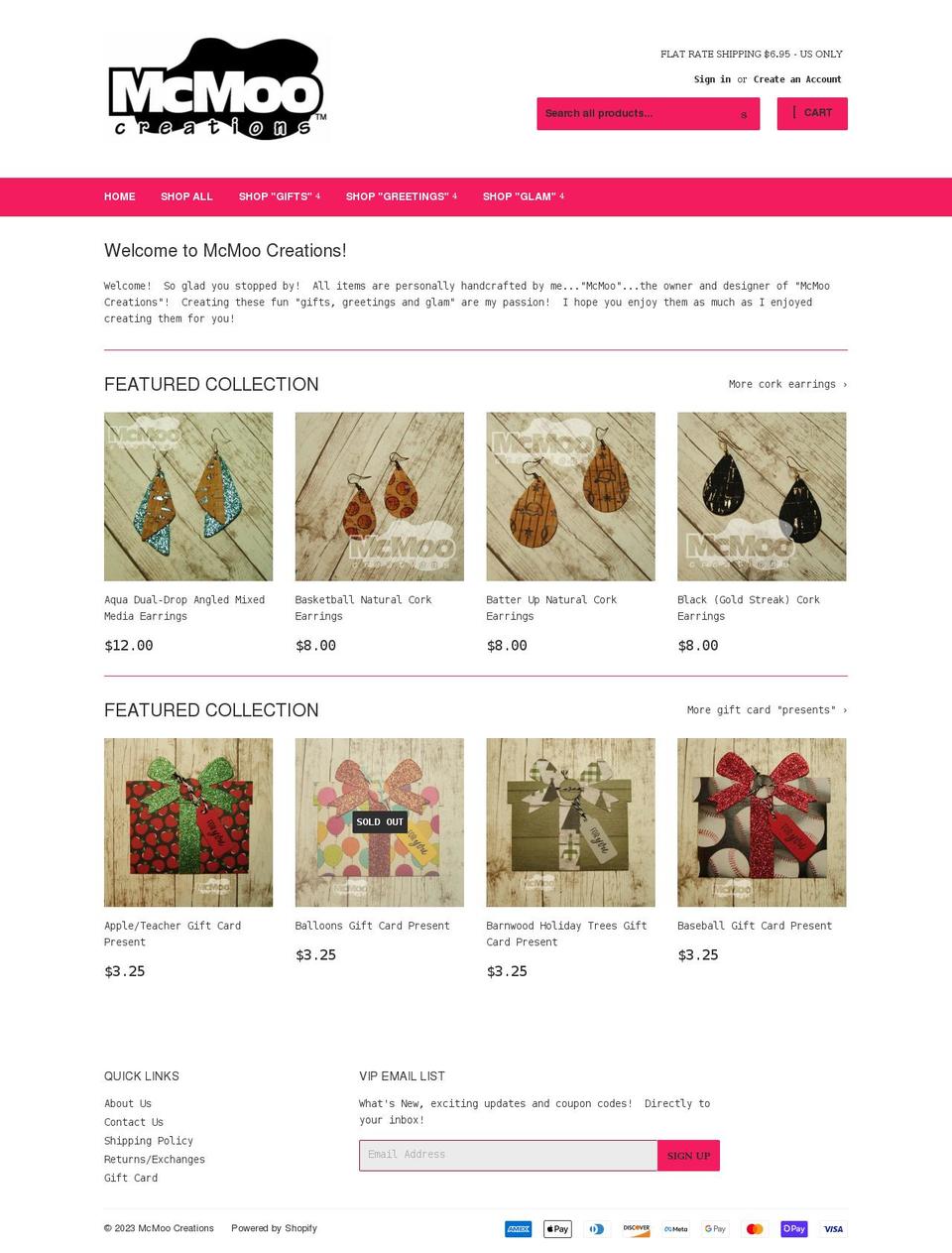 mcmoocreations.com shopify website screenshot