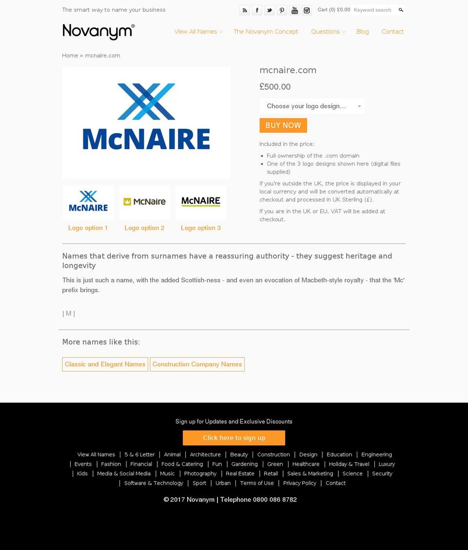 mcnaire.com shopify website screenshot