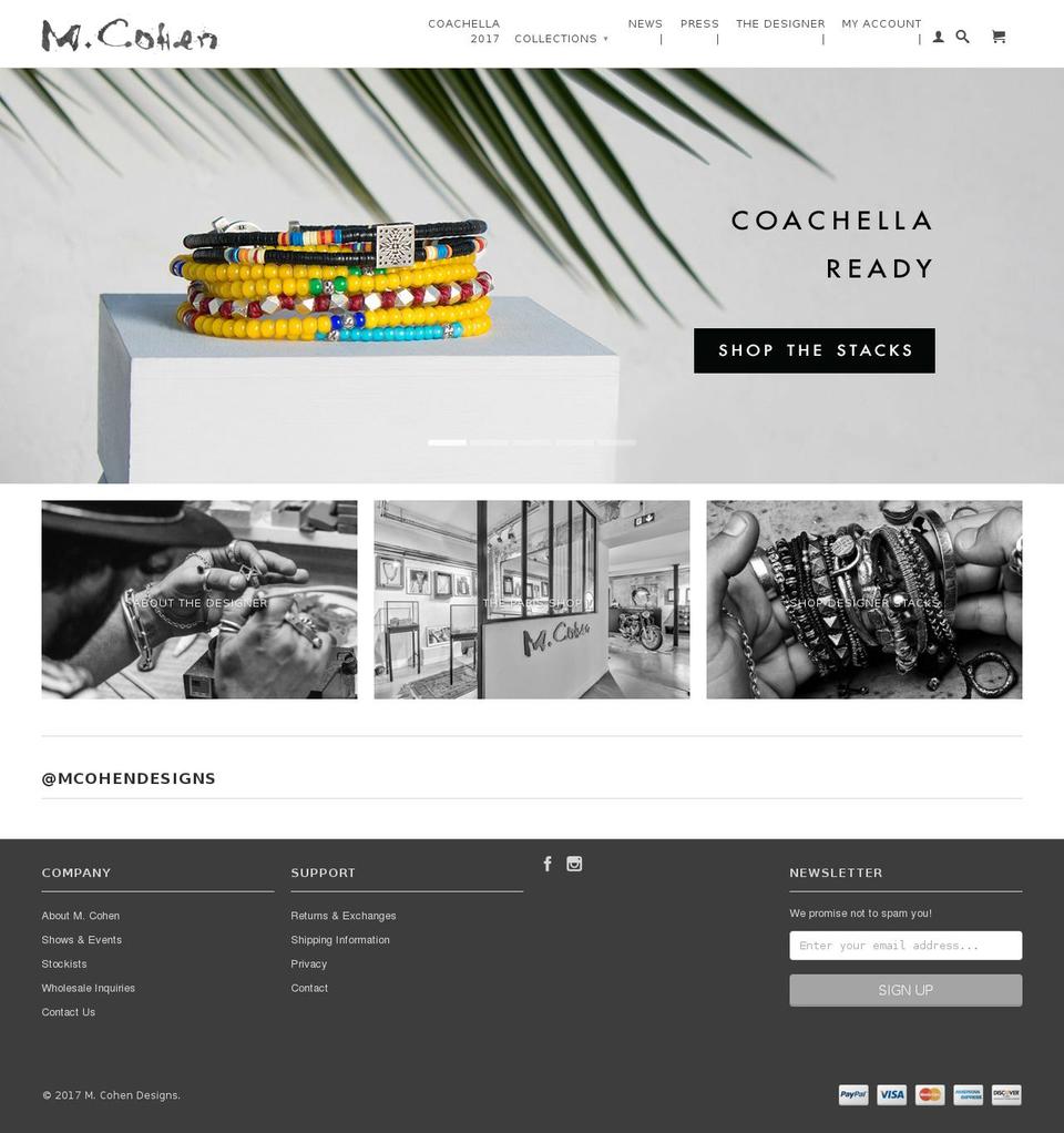 mcohendesigns.com shopify website screenshot