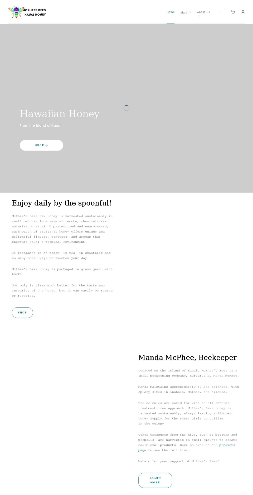 mcpheesbees.com shopify website screenshot