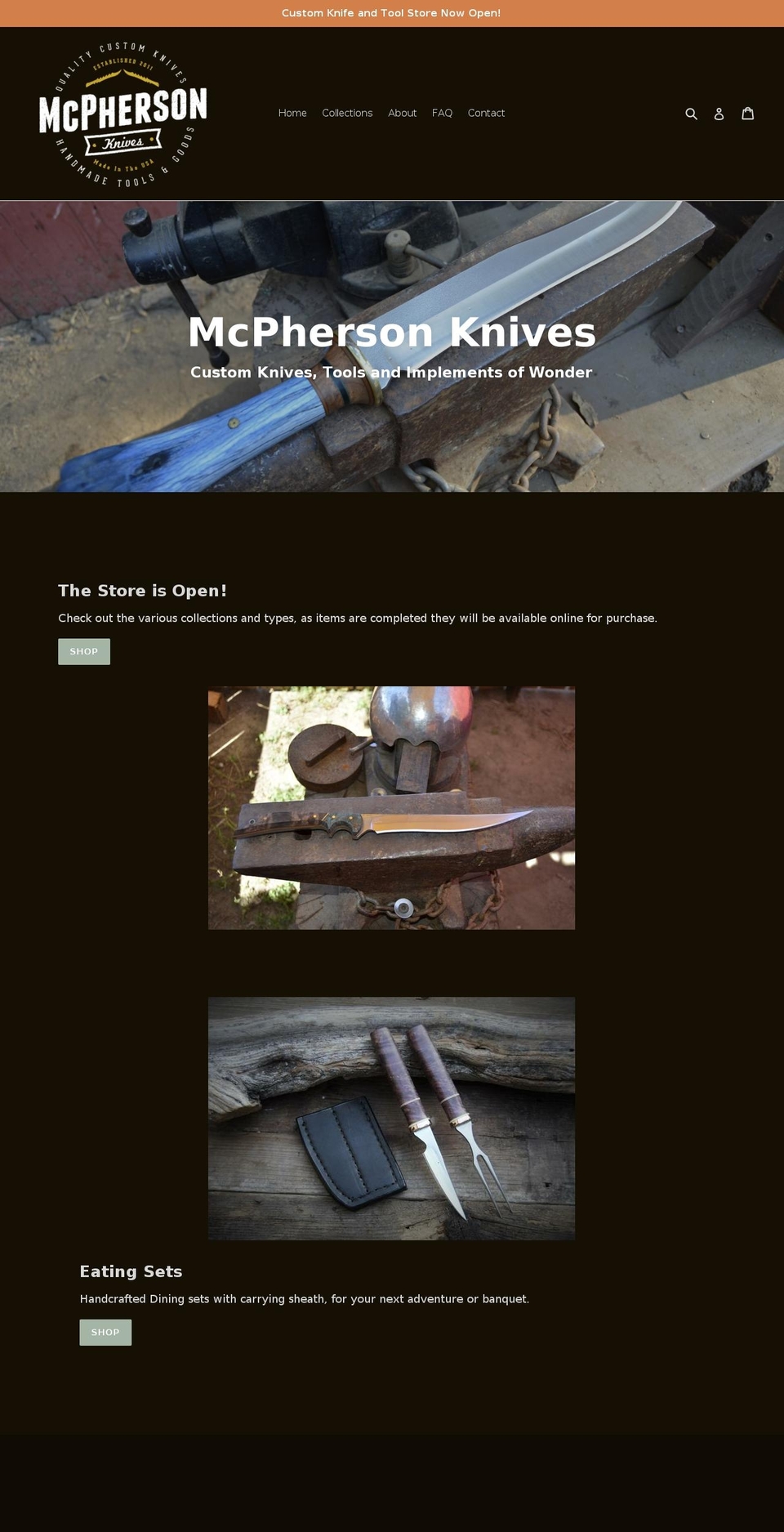 mcphersonknives.com shopify website screenshot