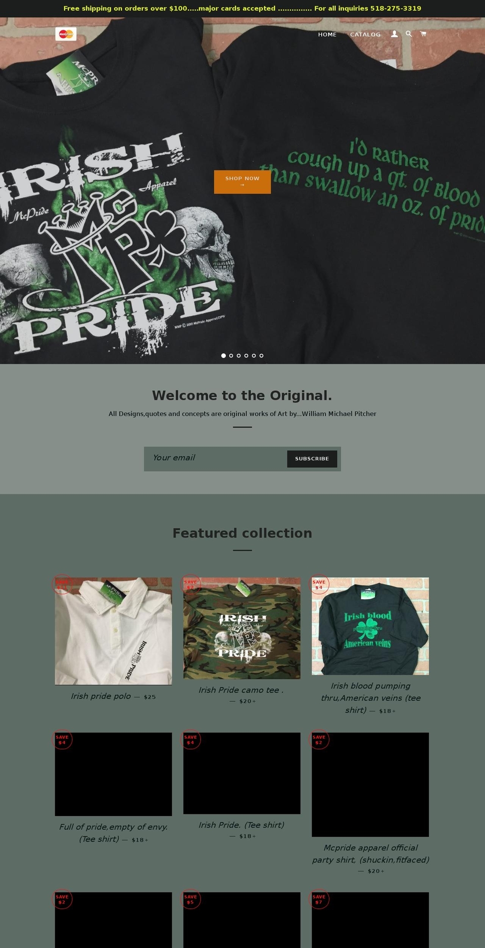 mcprideapparel.net shopify website screenshot