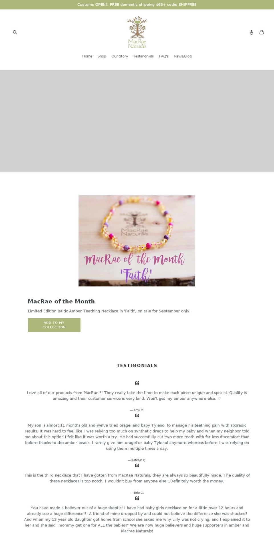 mcraenaturals.com — Shopify storefront screenshot