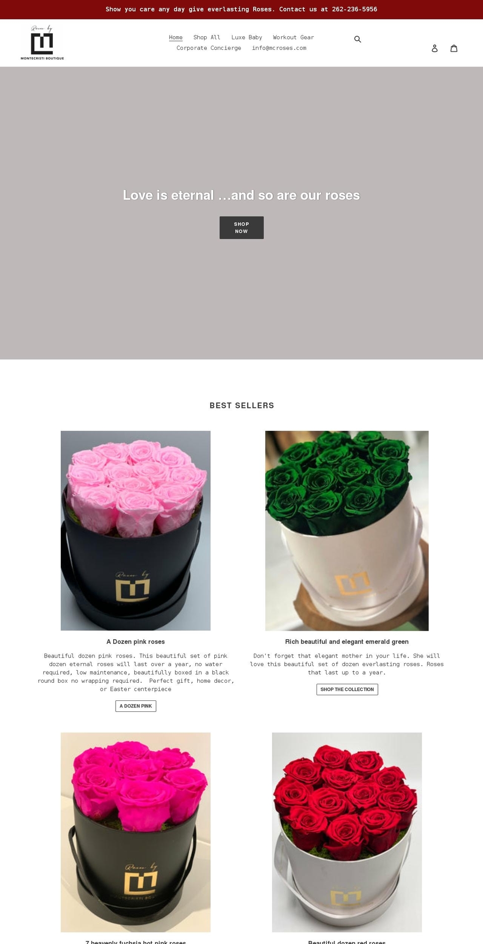 mcroses.com shopify website screenshot