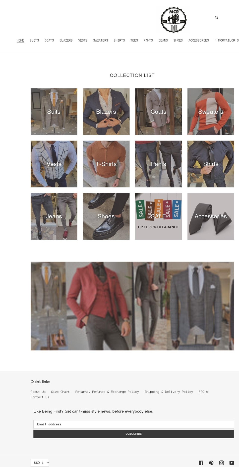 mcrtailor.com shopify website screenshot