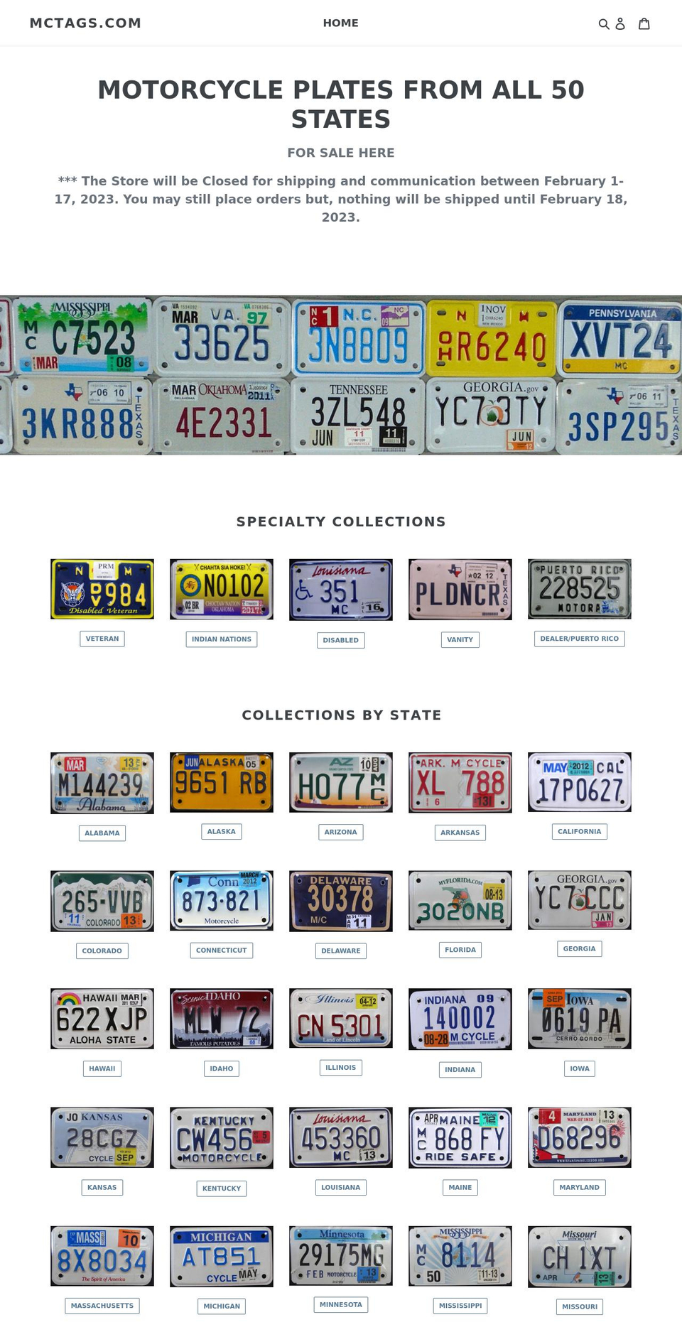 mctags.com shopify website screenshot