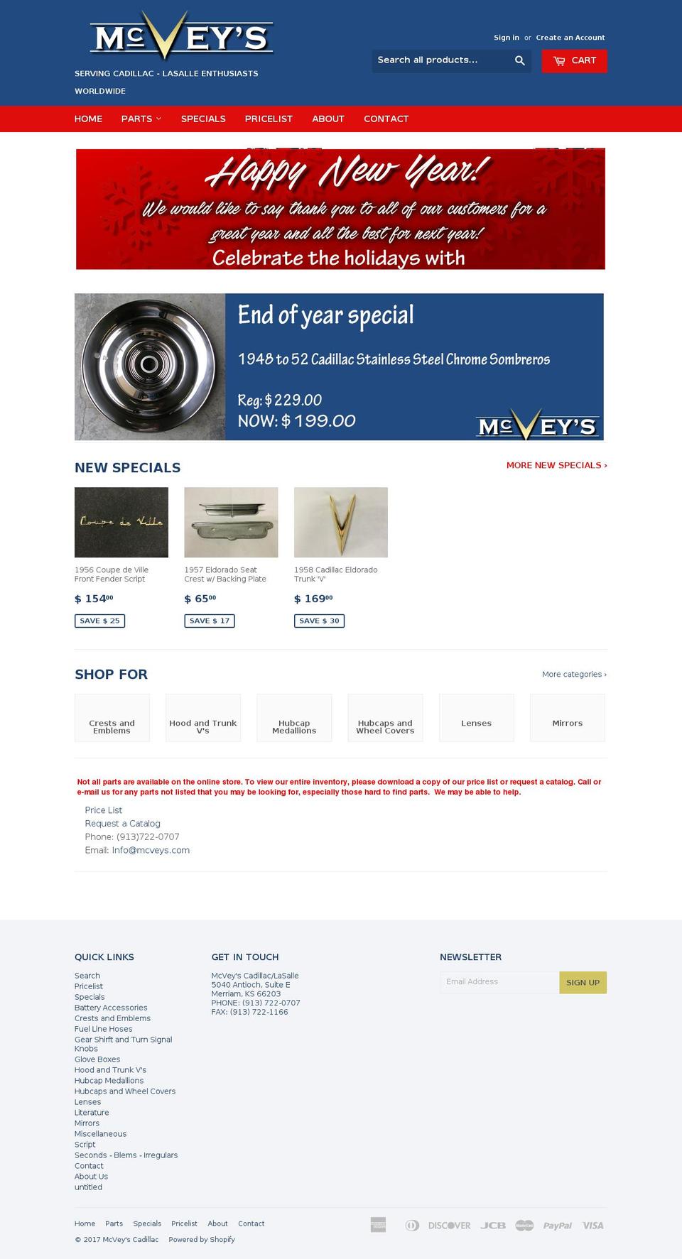 mcveys.com shopify website screenshot