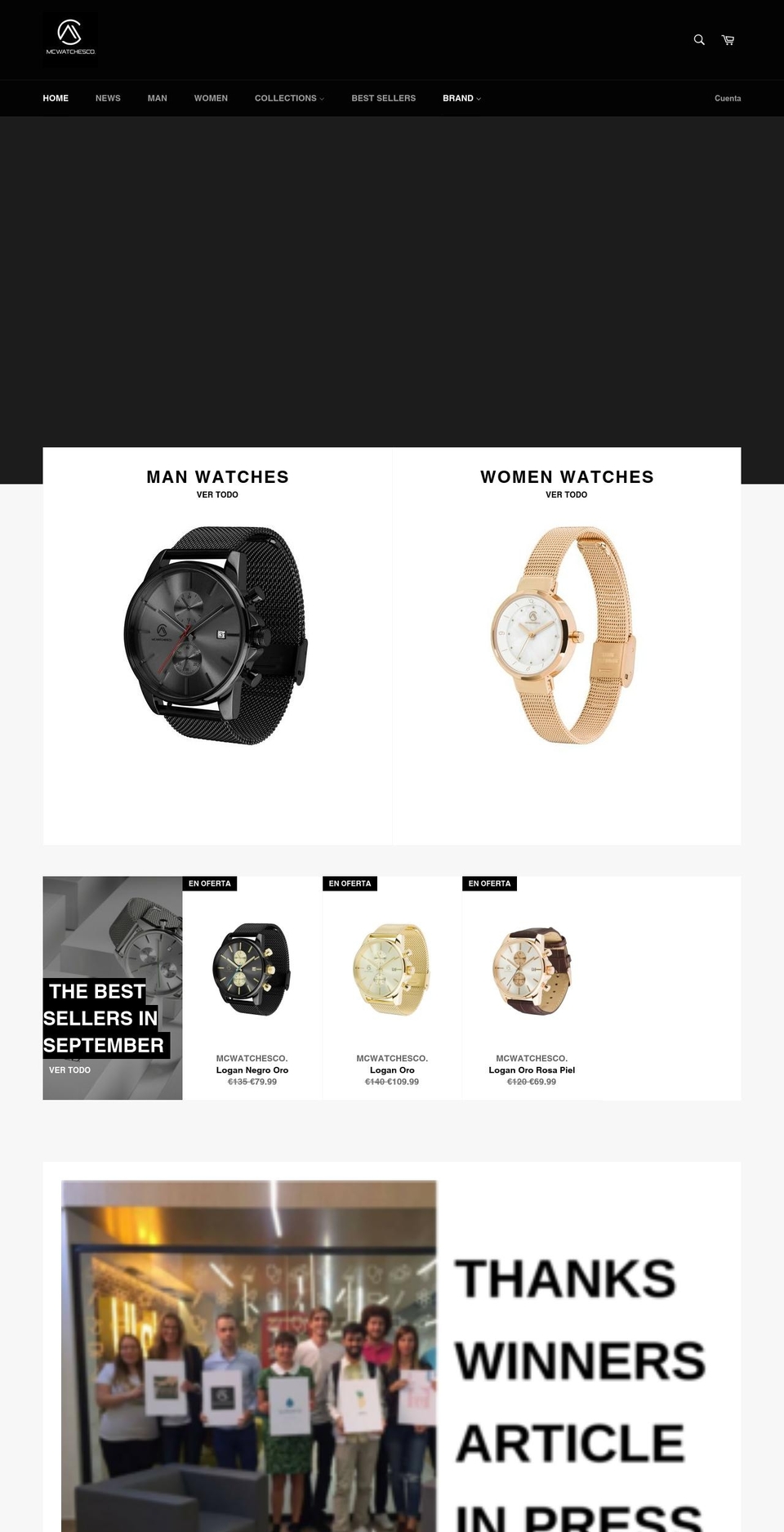 mcwatchesco.com — Shopify storefront screenshot