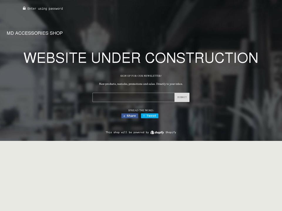 mdaccessoriesshop.com — Shopify storefront screenshot