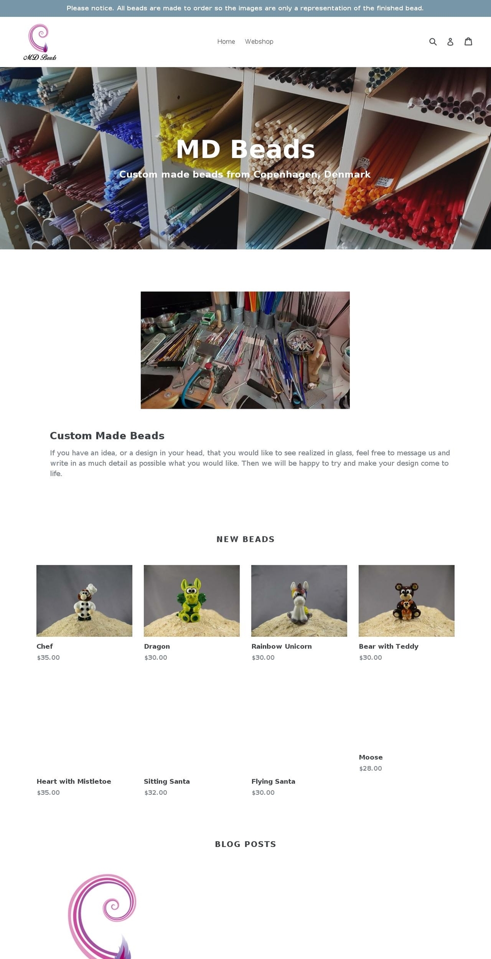 mdbeads.com — Shopify storefront screenshot