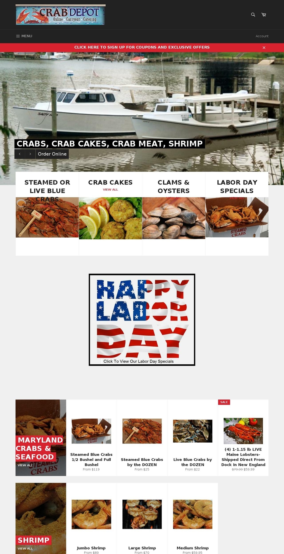 mdbluecrabexpress.com — Shopify storefront screenshot