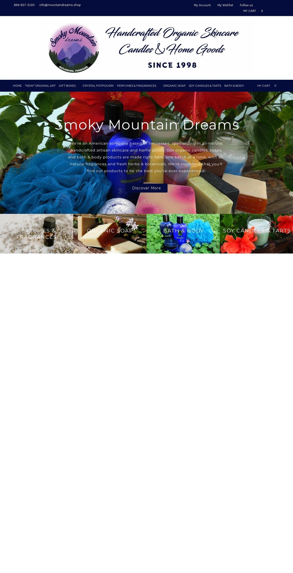mdcandlesandsoap.com — Shopify storefront screenshot