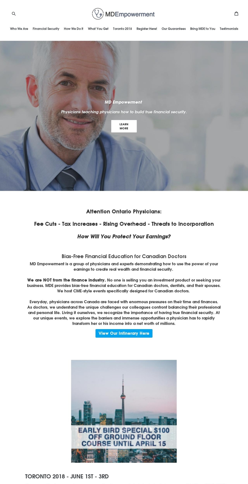 mdempowerment.ca shopify website screenshot