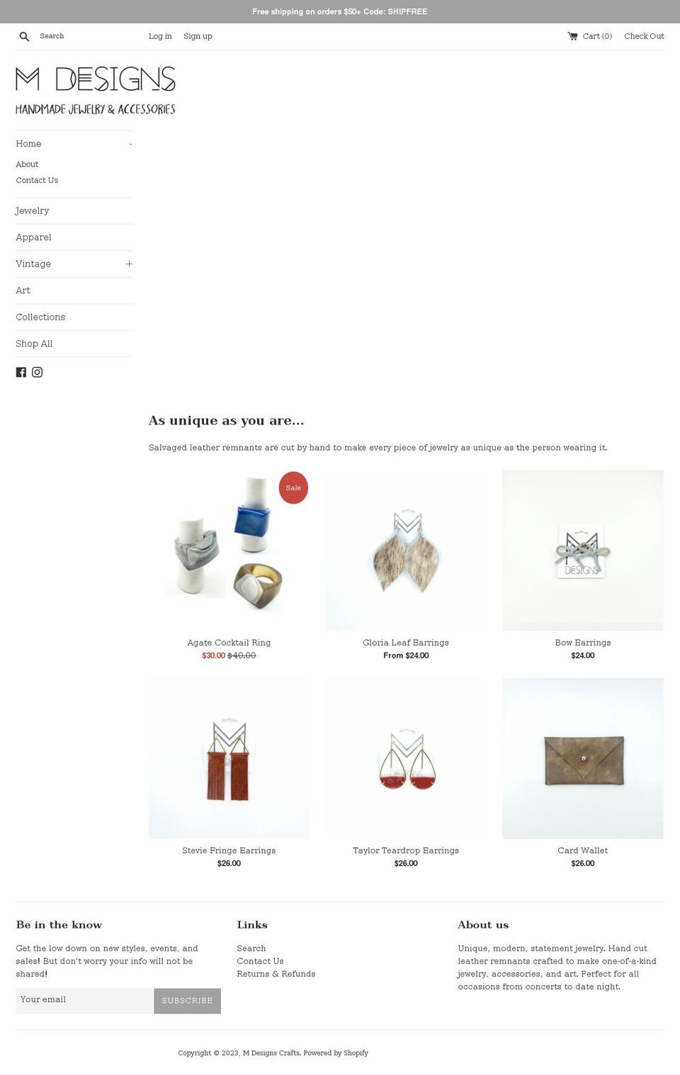 mdesignscrafts.com shopify website screenshot