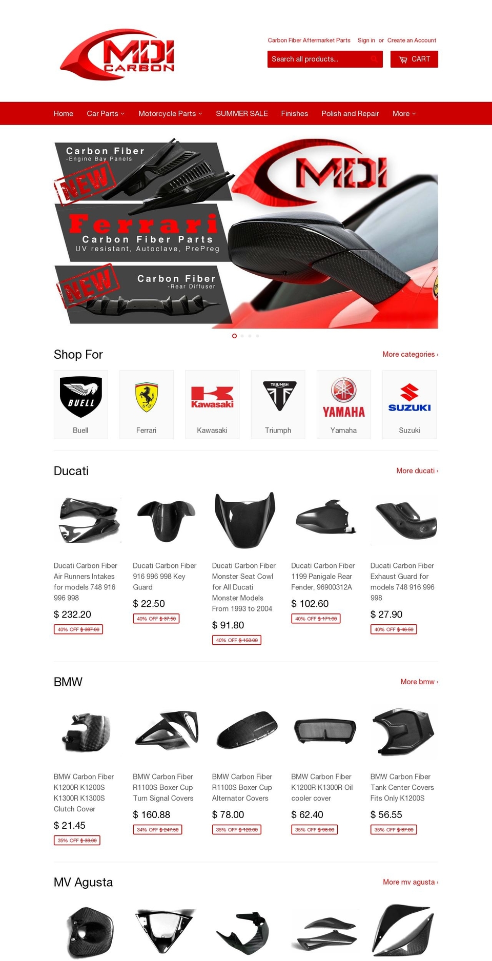 Official Site 2016 Shopify theme site example mdi-carbonfiber.com