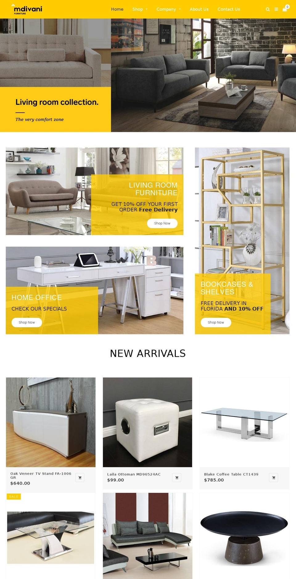 mdivanifurniture.com shopify website screenshot