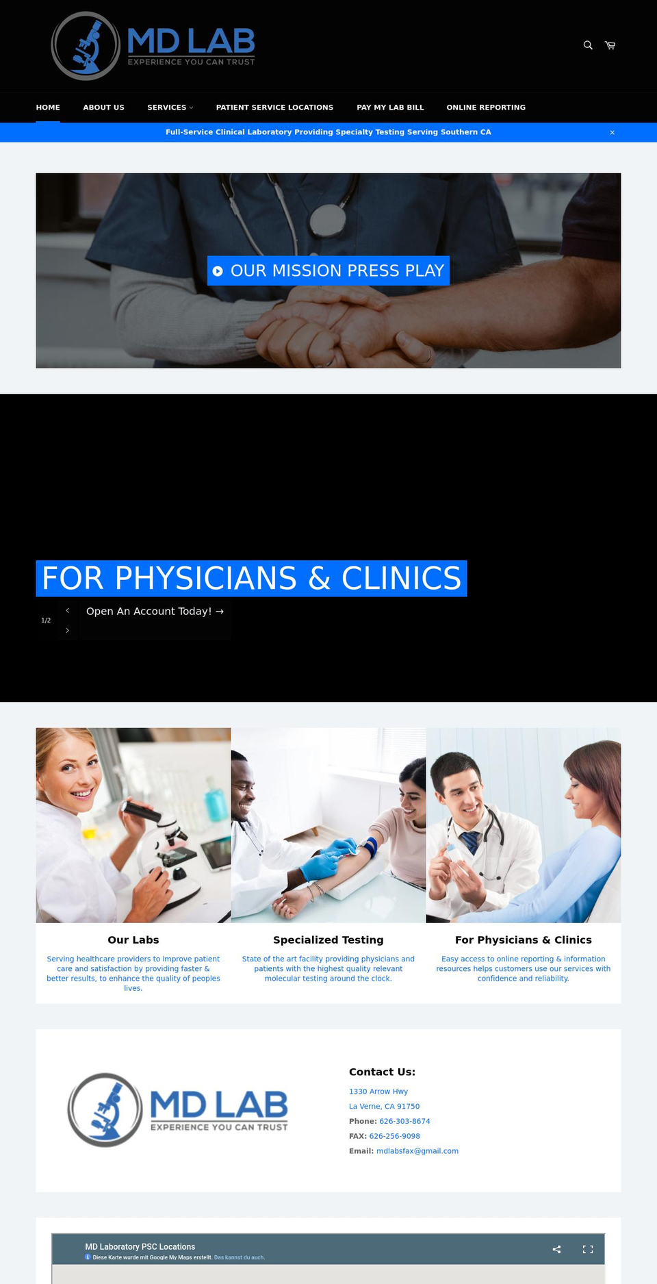 mdlabca.com shopify website screenshot